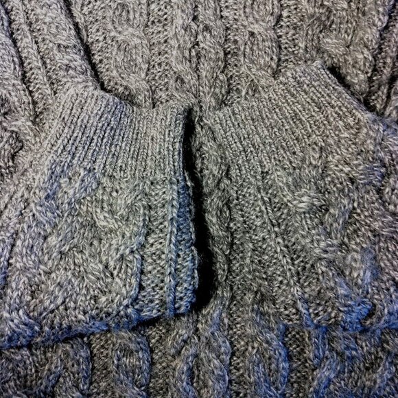 Kilronan Knitwear Aran Knit Sweater M Gray Merino Wool Fisherman Ireland 1/4 Zip - Picture 11 of 16